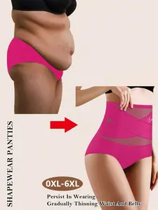 Women High-Waisted Seamless Shapewear Pants, Breathable Polyester, Plus Size S-6xl, Sports & Yoga Underwear, Comfortable & Stretchy
