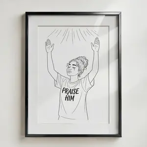 DTF Transfer Outline - Press & Paint Outline, Color your own DTF Print - Christian Praise Him - Coloring Activity - Pray and Paint Party - Christmas Paint Party