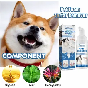 Pet Tartar Remover Foam, Natural Dental Care Solution, Clean Teeth Without Brushing, Freshen Breath, Dogs Cats, Pets Supply