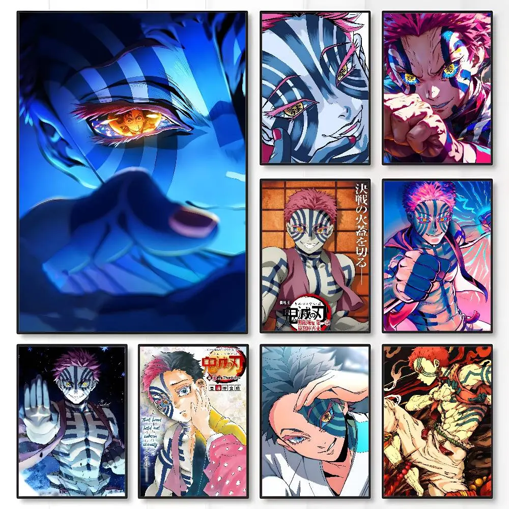 Japanese Anime Demon Slayer Akaza Graphic Print Poster, High-Quality Vibrant Artistic Wall Decor, Ideal Gift for Dorm & Living Room Home Decoration, Graphic Prints