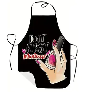 Polyester Manicuie Pattern Apron, 1 Count Unisex  Adult Size Sleeveless Kitchen Apron, Birthday Present, Nails Apron, Cooking Apron,Gift for Daughter&Mother&Wife&GF&Sister,Makeup Artist Gear