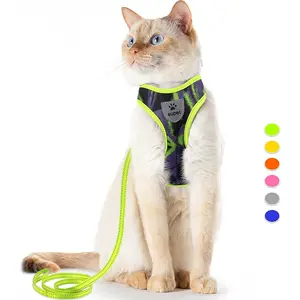 Cat Harness and Leash Escape Proof, Adjustable Breathable Cat Vest Harness with Reflective Trim, Cat Leash and Harness Set for Large Small Cats Kittens Puppies