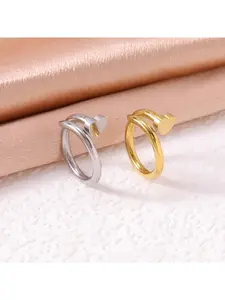 European and American Style Simple Fashion Stainless Steel Heart-shaped Ring, Personalized Design Couple Love Ring Set