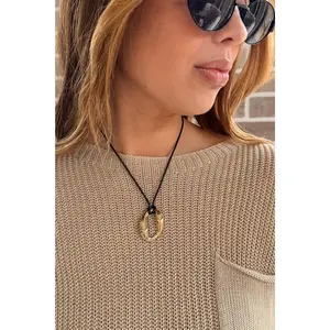 Skylar Black & Gold Hammered Medallion Necklace