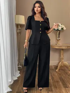 Women's Elegant Blazer Set, Sleeveless Shirt & Ankle-Length Pants, Slim-Fit, All-Season, Business Casual, Perfect for Work & Leisure