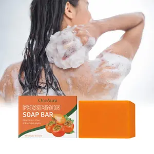 100g Persimmon Bath Soap - Gentle Exfoliating, Smoothing, Moisturizing, and Refreshing Body Cleansing Soap