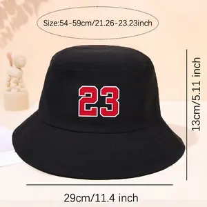 [2pcs Reversible Bucket Hat] 2pcs/1pc Reversible Bucket Hat - Stylish Black & White Number 23 Print Sun Protection Hat |     for Travel, Beach, and Valentine's Day