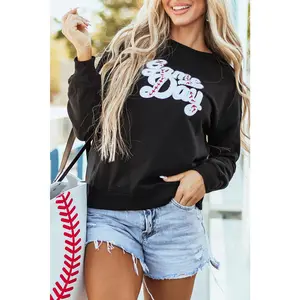 Letter Graphic Round Neck Long Sleeve Sweatshirt
