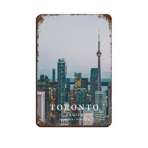 Vintage Metal Tin Signs City Coordinates Art Toronto Coordinate Art Metal Signs, Customize for Office, Business, Home, Workplace, Airbnb, Delivery Signs, Rust Free,Aluminum, Fade Resistant