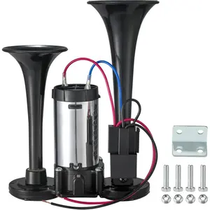 12V 120dB Air Horn Dual Trumpets, Super Loud Electric Train Horn Kit with Upgraded Compressor for 12V Trucks, Cars, SUVs, Motorcycles, Boats, Pickups