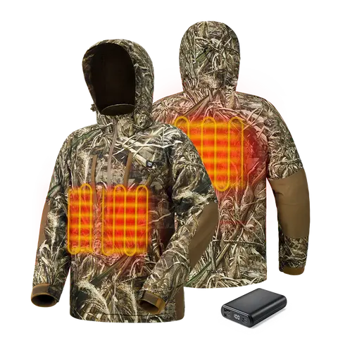 Tidewe Men’s Heated Duck Hunting Jacket with Fleece Lining, Waterproof 1/2 Zip Jacket for Hunting (Veil Avayde Camo, Size S-XXXL)
