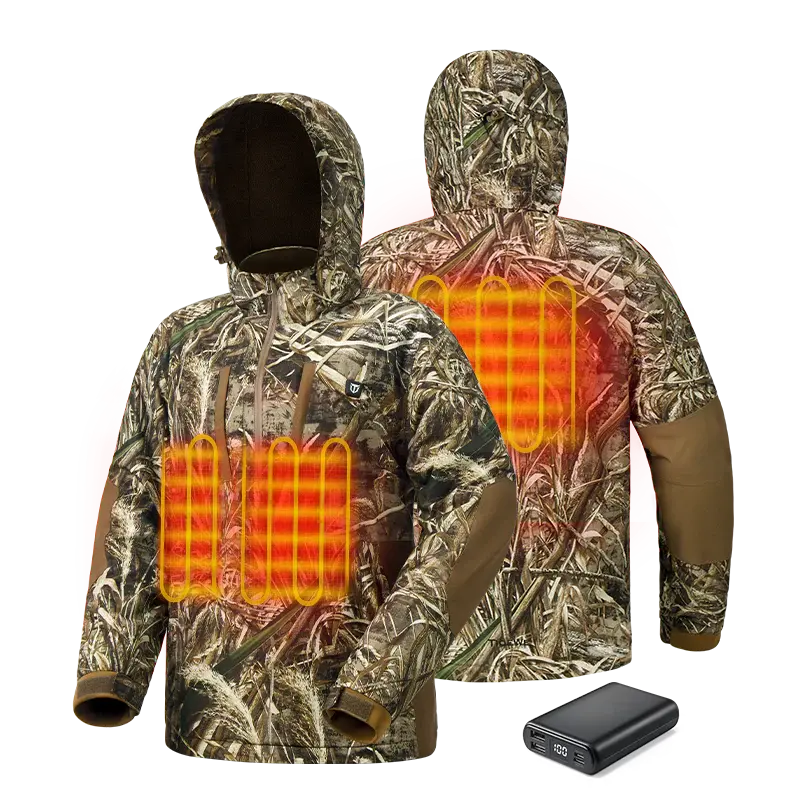 Tidewe Men’s Heated Duck Hunting Jacket with Fleece Lining, Waterproof 1/2 Zip Jacket for Hunting (Veil Avayde Camo, Size S-XXXL)