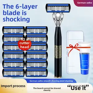 6-Layer Men's Shaver Razor Holder 12 Six-Layer Blades Shaver Wind Speed Beard Razor Comfort