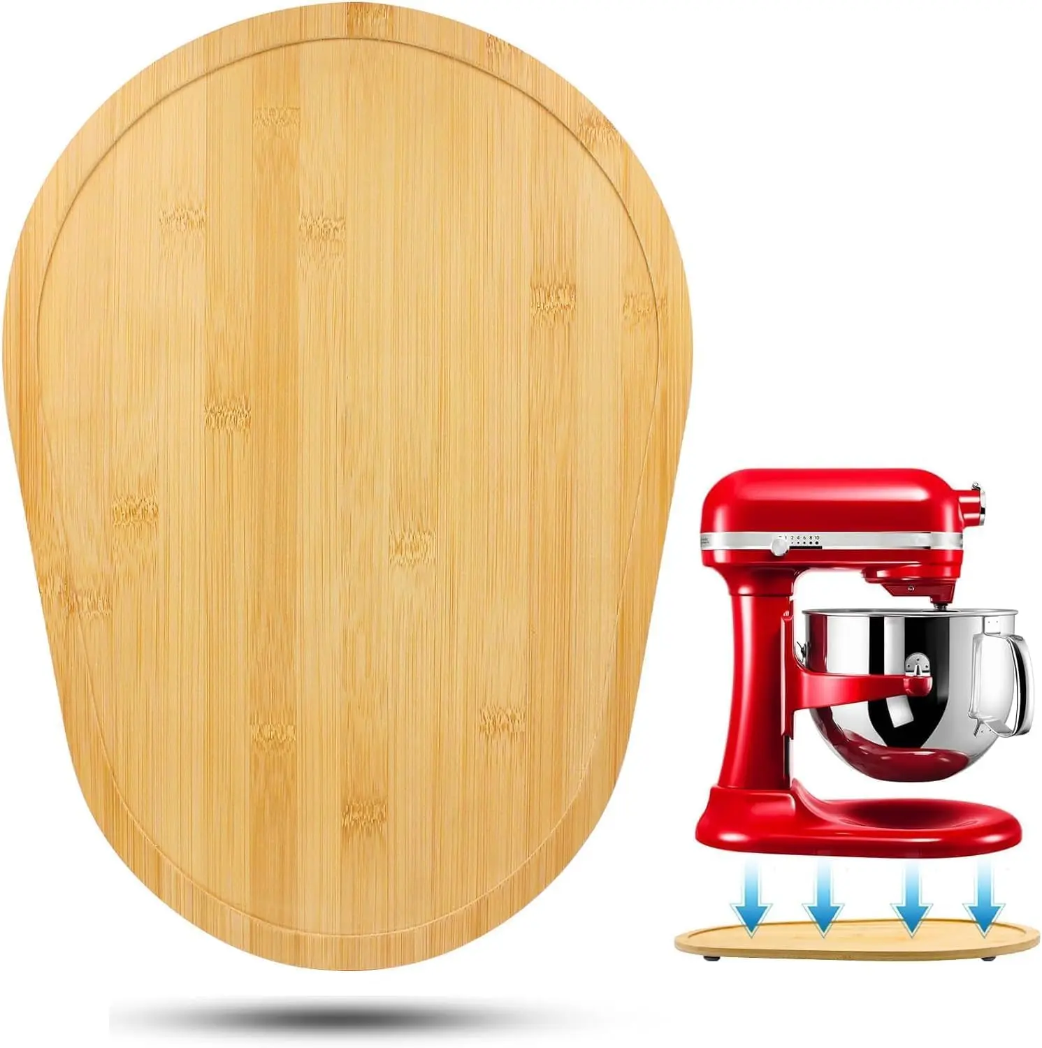 Durable Non-Slip Bamboo Sliding Mat for KitchenAid 5-8 Qt Bowl Lift Mixer & Coffee Makers, Kitchen Appliance Slider Tray for Attachments, Gift for Mom