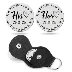 Coin Flip Decision Maker Game for Couples, Durable Leather Case Design, Handmade Creative Gift Idea, Unique Relationship Tool