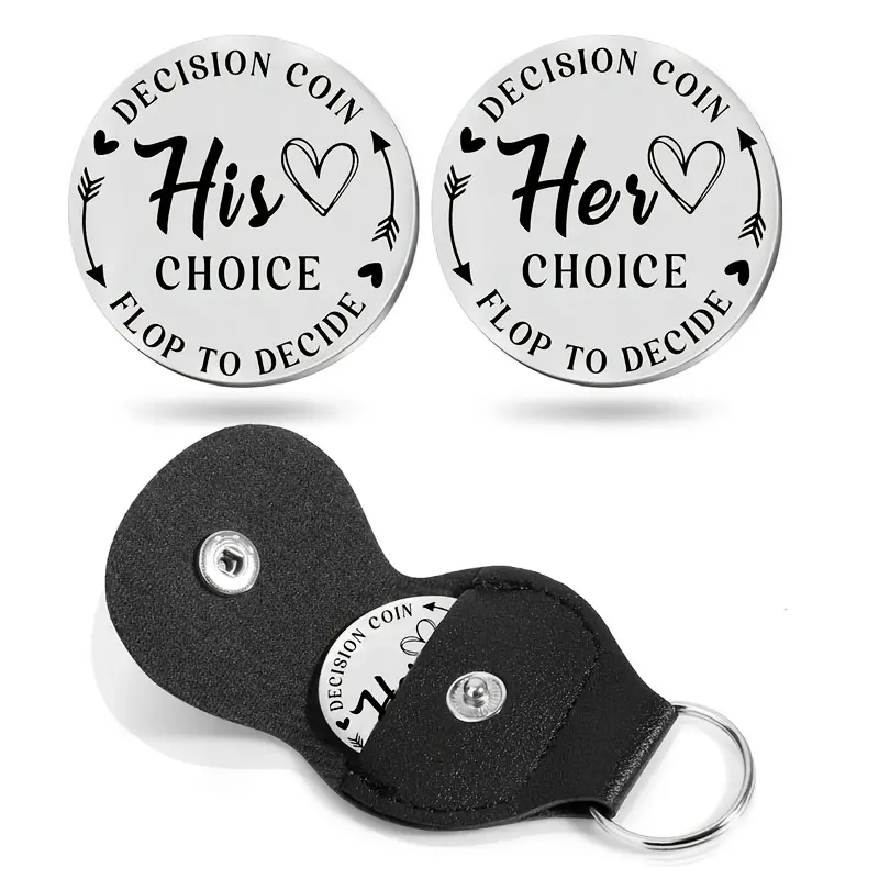 Coin Flip Decision Maker Game for Couples, Durable Leather Case Design, Handmade Creative Gift Idea, Unique Relationship Tool