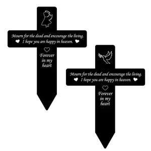 Creative Letter & Cross Pattern Garden Decoration, Outdoor Garden Yard Memorial Plaque, Waterproof Garden Decoration, Garden Statues & Sculptures for Home & Outdoor