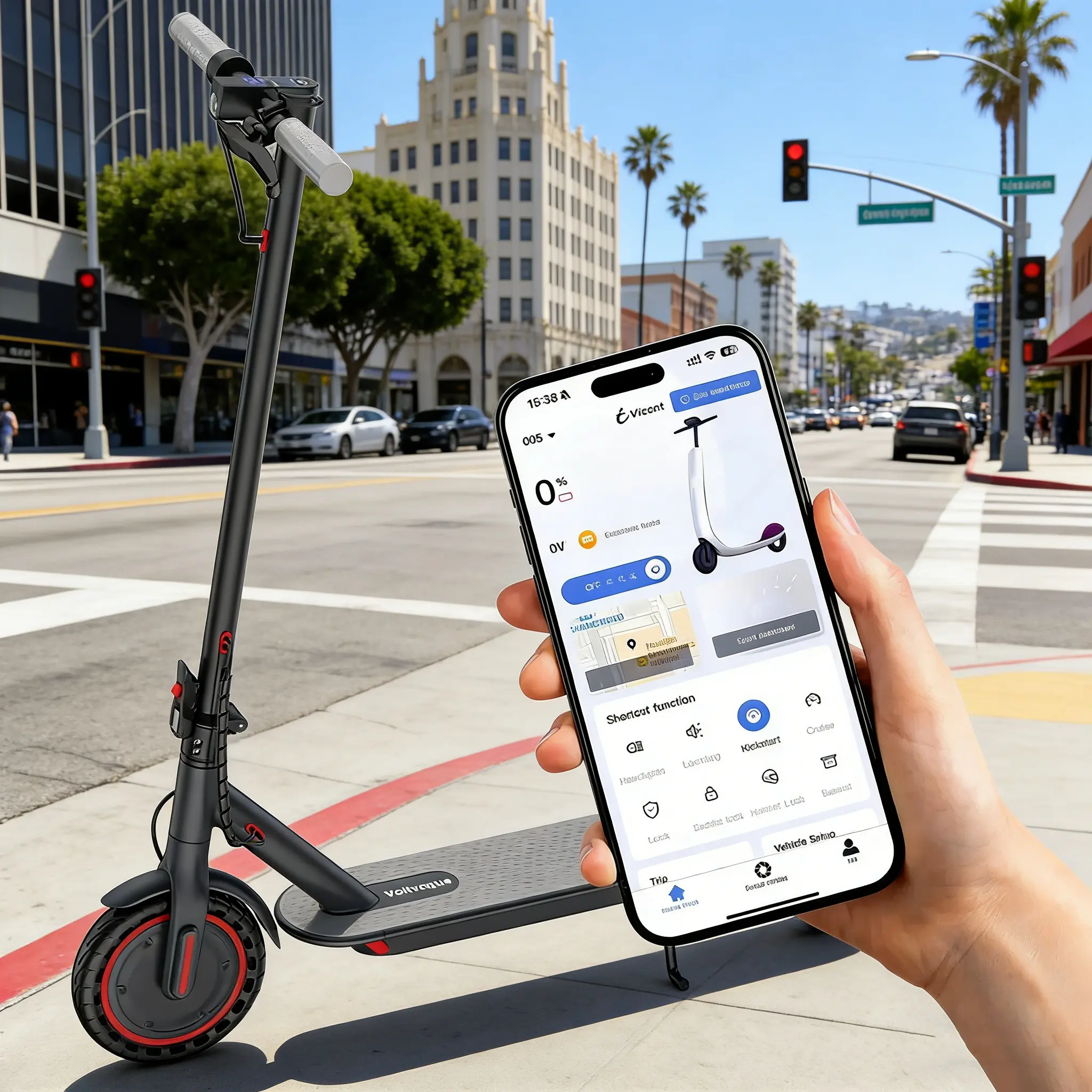 Ladped Electric Scooter-350W Motor, 19 MPH, 16-MileRange, Foldable, App-Controlled, 8.5" Puncture-Proof Tires