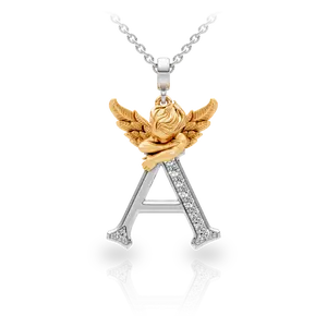 14K Gold Plated “My Angel” 26 Alphabet Necklace Collection with Simulated Diamond Pendant Size 18 Inches Upgraded Box Clasp with Safety Lock Halloween Gift