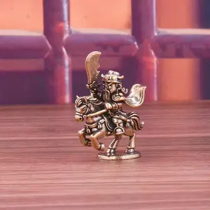 Antique Vintage Traditional Brass Guan Gong Horse Statue Figurine, Perfect for Living Room Bedroom Decor, Unique Home and Office Ornament, Artwork