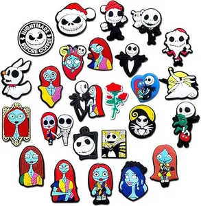 25 PCS Halloween Shoe Decoration Charms for Clog Sandals, Skull Horror Couple Charms Accessories