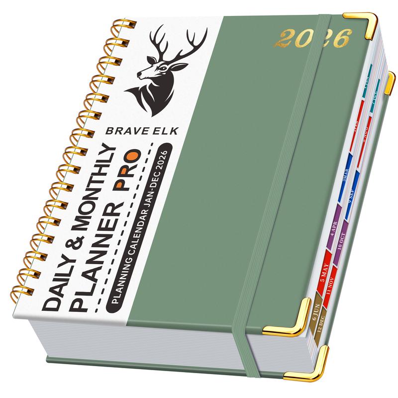 2026 Dual Line Spiral Planner Book, 400 Pages, 12 Months Weekly Monthly Plan, Improve Learning & Efficiency, Memo, Time Organization, Personal Planning, Spiral Bound Planner