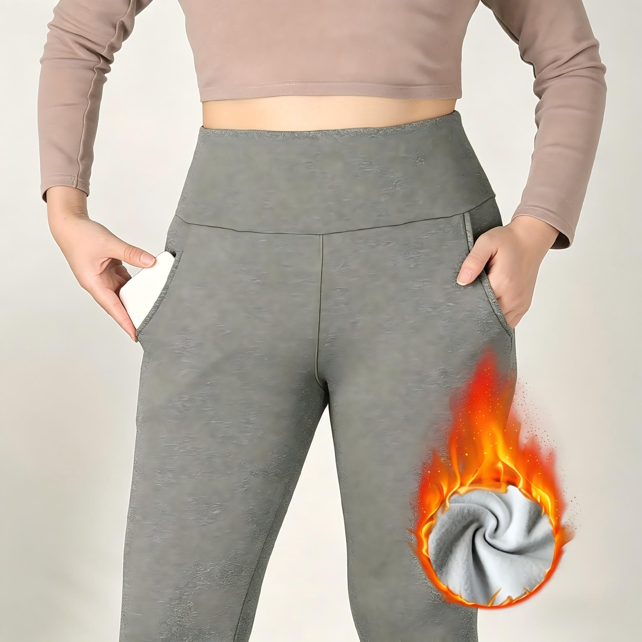 Women's Fleece Lined Leggings with Pockets High Waisted Thermal Warm Yoga Pants for Winter Workout & Everyday Wear Womenswear Bottom