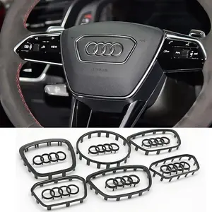 Four Ring Logo Car Steering Wheel Emblem for Audi A3 A4 A5 A6l A4l A6 A7 Q2 Q3 Q5 Q8 Tt Sline S5 S7 S8 Rs7 Rs6, Car Accessories