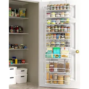 9-Tier White Over The Door Pantry Organizer, Metal Hanging Spice Rack Shelves, Pantry Organization and Storage, Home Kitchen Essentials for Laundry Room Bathroom Organization