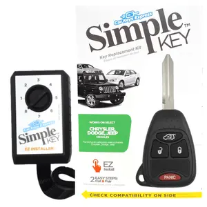 Chrysler, Dodge, and Jeep Simple Key Programmer for Key with 4 Buttons Including Trunk (CDRH-E4HZ0SK-KIT)