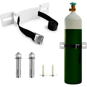 Propane Tank Holder,Gas Cylinder Holder Wall-Mounted Bracket Propane Tank Bracket with Screws and Safety Belt (1)