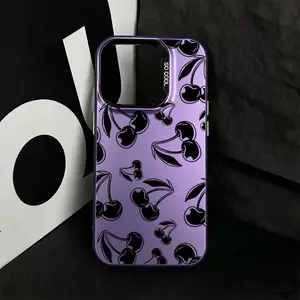 Chic Bold Black Cherry Sketch Pattern Phone Case Compatible with iPhone 17 16 15 14 13 12 11 Anti-Drop Protection Cover Shockproof Protector Colorful Silver Phone Case Precise Cutouts shockproof phone case Scratch-Resistant iPhone case EDCS0503002M76733