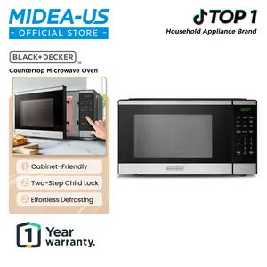 BLACK+DECKER 0.9 Countertop Microwave Oven,  gift, 0.9 Cu Ft, 6 Auto Menus, Child Lock, Memory Function, 10 Power Levels, Easy One-Touch Start, Digital Panel, Jumpstart, Gift, Mother’s Day