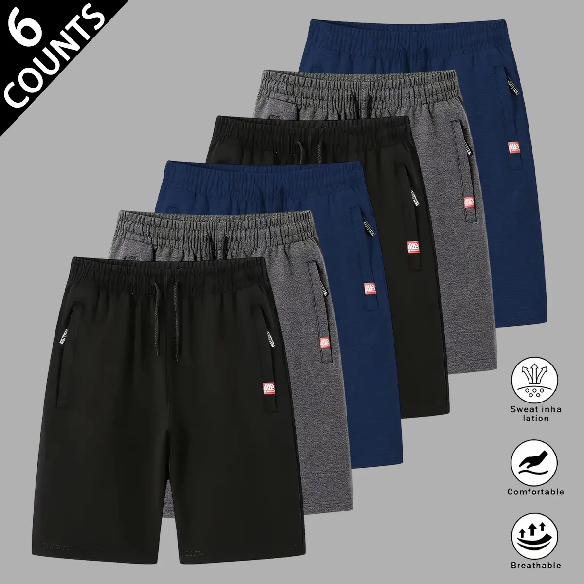 Men's Regular Fit Stretch Plain Drawstring Track Shorts - Elastic Waistband, Zippered Pockets, Above-the-Knee Athletic Wear Shorts for Sports, Outdoor Activities, Outdoor Ready, Fitted