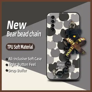 Black pearl pendant cute Phone Case For TCL Stylus 5G Simplicity soft case protective case Dirt-resistant silicone Anti-knock Skin-friendly feel Waterproof Cartoon