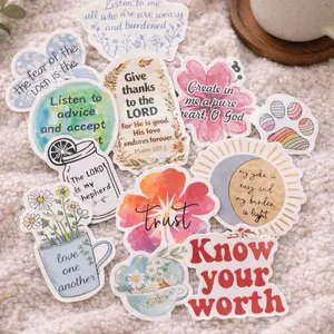 Christian Bible Verse Sticker Pack (stickers will be picked at random) – Faith Inspired Waterproof Stickers for Bible Journaling, Water Bottles, Laptops & Gifts (5 Pack)