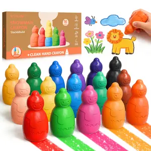 YPLUS Jumbo Toddler Crayons, Stackable Easy-Grip Washable Crayons for Toddlers 1-3, Non-Toxic Preschool Coloring Supplies for Kids Ages 1-4