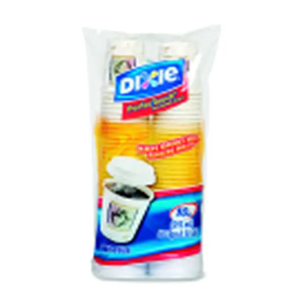 Dixie Foods Perfectouch Disposable Non-Slip Hot Cups with Lids Combo, White, 50-Pack, Comfortable Grip Disposable Tableware for Home & Party Supplies, Disposable Cups