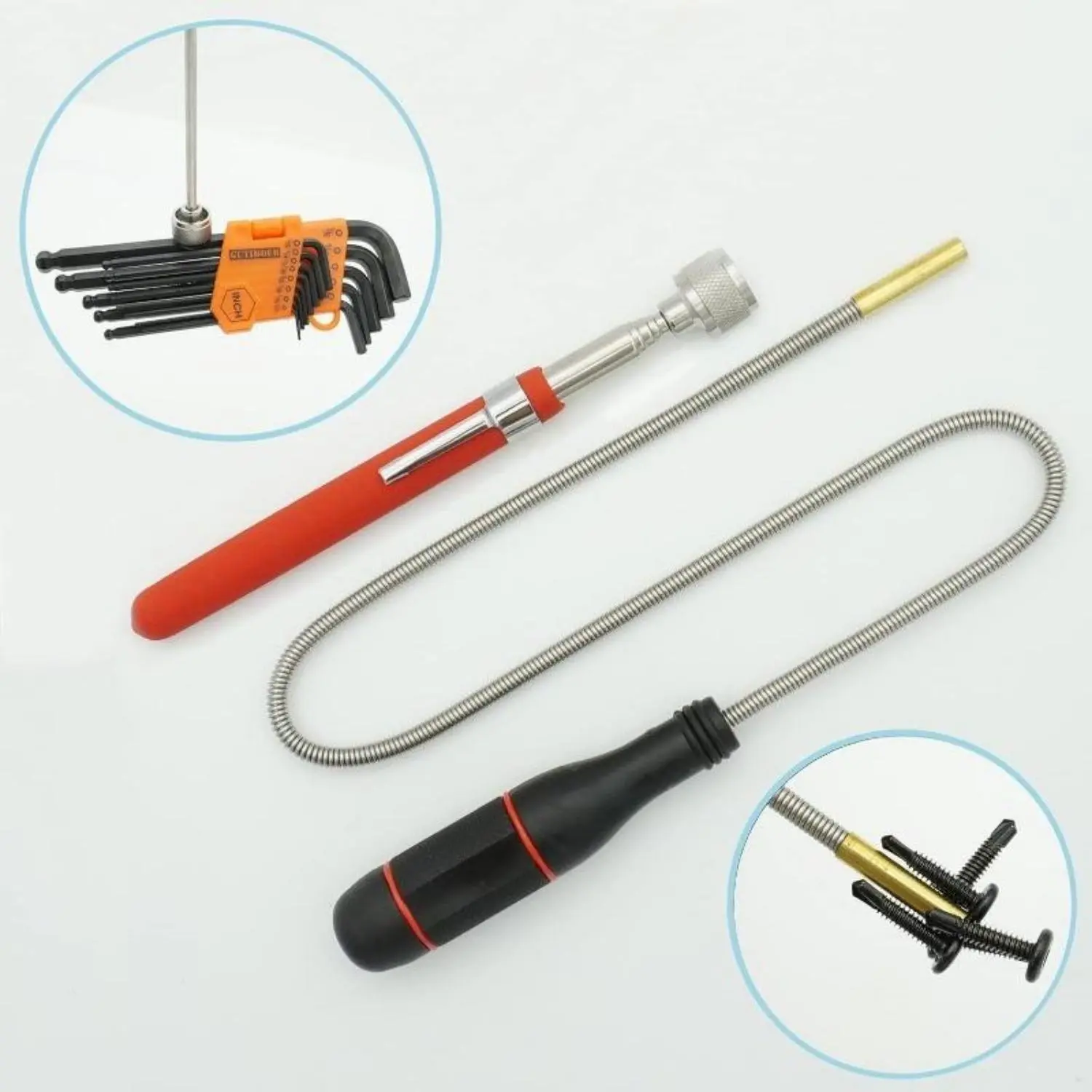 2 Pcs Magnetic Pickup Tool Set - Flexible Telescoping Hardware Equipment, 10LB Strong Magnet for Hard-to-Reach Keys Bolts Nuts Screws, Compact Portable for Car Repair & Home Use