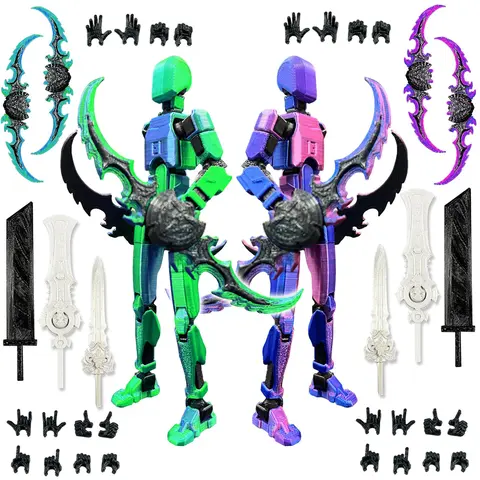 T13 Action Figure Set (Assembly Completed), 3D Printed Multi-Jointed Movable Titan 13 Lucky Dummy 13 Mobile Robot, Nova 13 Action Figures Desktop Decorations for Game Lovers Toy