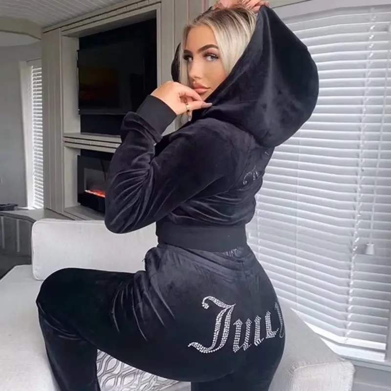 Women’s High-Waisted rhinestone Leggings – Seamless Tummy Control track suit