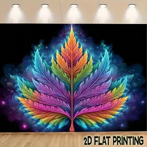 2D Flat Banners 1pc Vivid psychedelic leaves  Theme designfor parties, events and home decor, perfect for living rooms