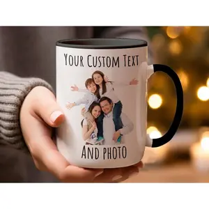 Custom Photo Coffee Mug with Personalized Text – Create Your Own Picture Mug – Bespoke Family Photo Gift – Personalized Ceramic Cup for Mom, Dad, & Grandparents – 11oz/15oz