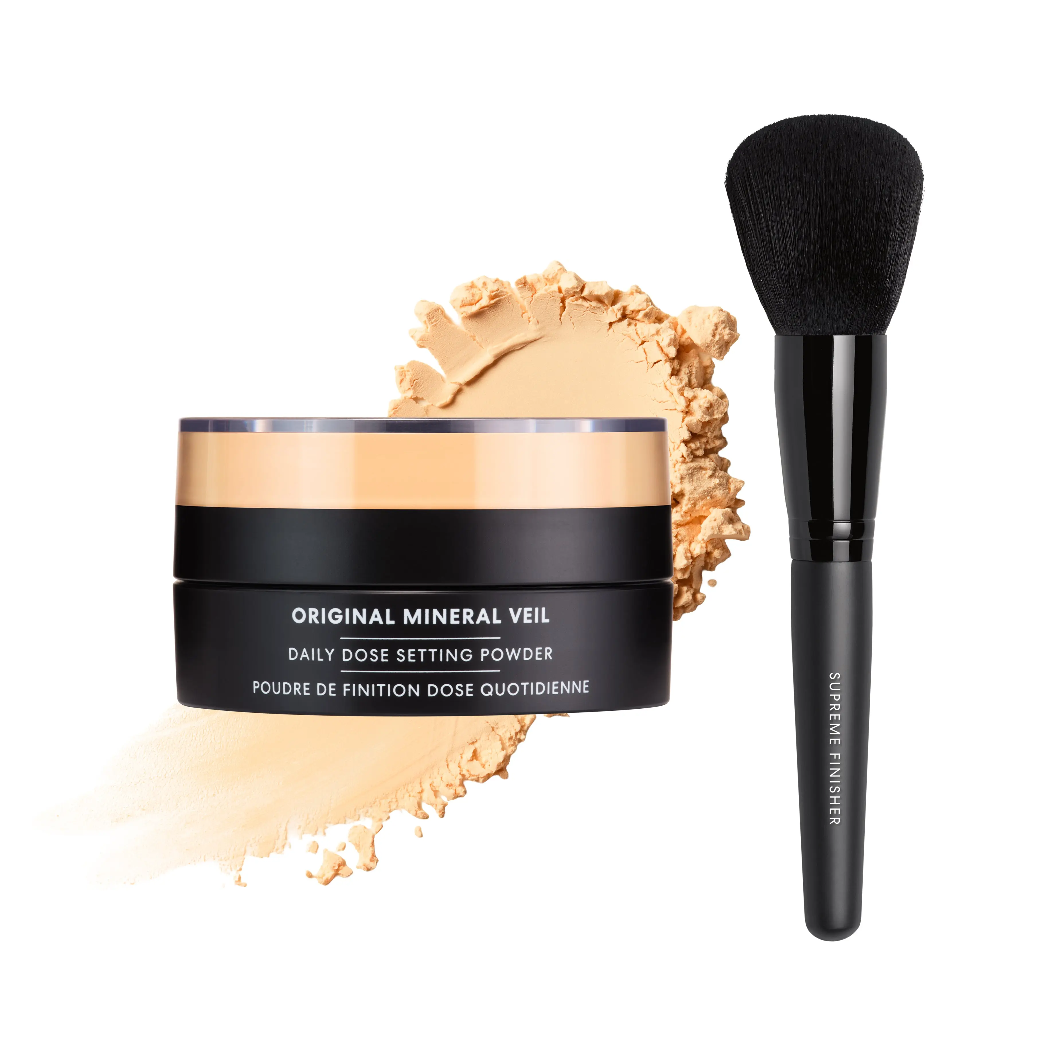 Mineral Veil Daily Dose Loose Setting Powder + Finishing Brush Duo | 12 hr Oil Control, Pore Blurring & Long-Lasting Makeup Setting Powder