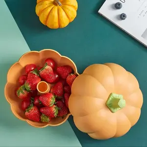 Creative Pumpkin Snack Tray, Snack Container, Dual-Layer Compartment Design, Living Room Coffee Table Party Fruit Dish, Candy/fruit/snack Storage, Christmas Gift