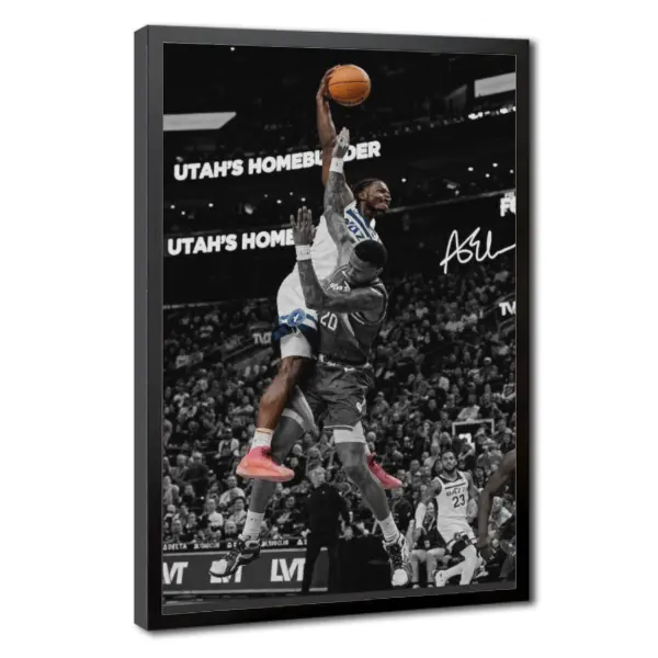 Anthony Edwards Basketball Canvas Wall Art, NBA Superstar Poster Print, Sports Room Decor, Signed Style Wall Art for Bedroom, Gym, Office, Fan Gift