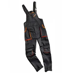 Multi-pocket Tool Workwear Suit Auto Repair Labor Protection Suit Body Suit with Belt Black Work Pants