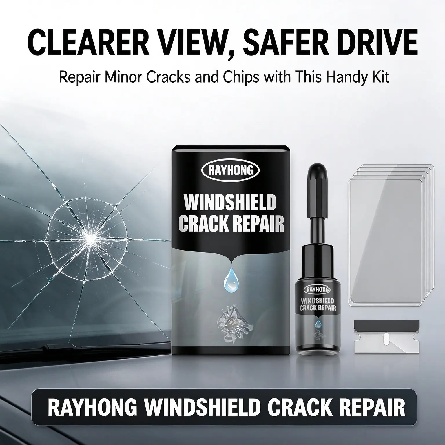 Car Windshield Crack Repair Kit Auto Maintenance Cracks Gone Glass Repair Fluid Automotive Windscreen Tool for Fixing Chips Star Shaped Crack