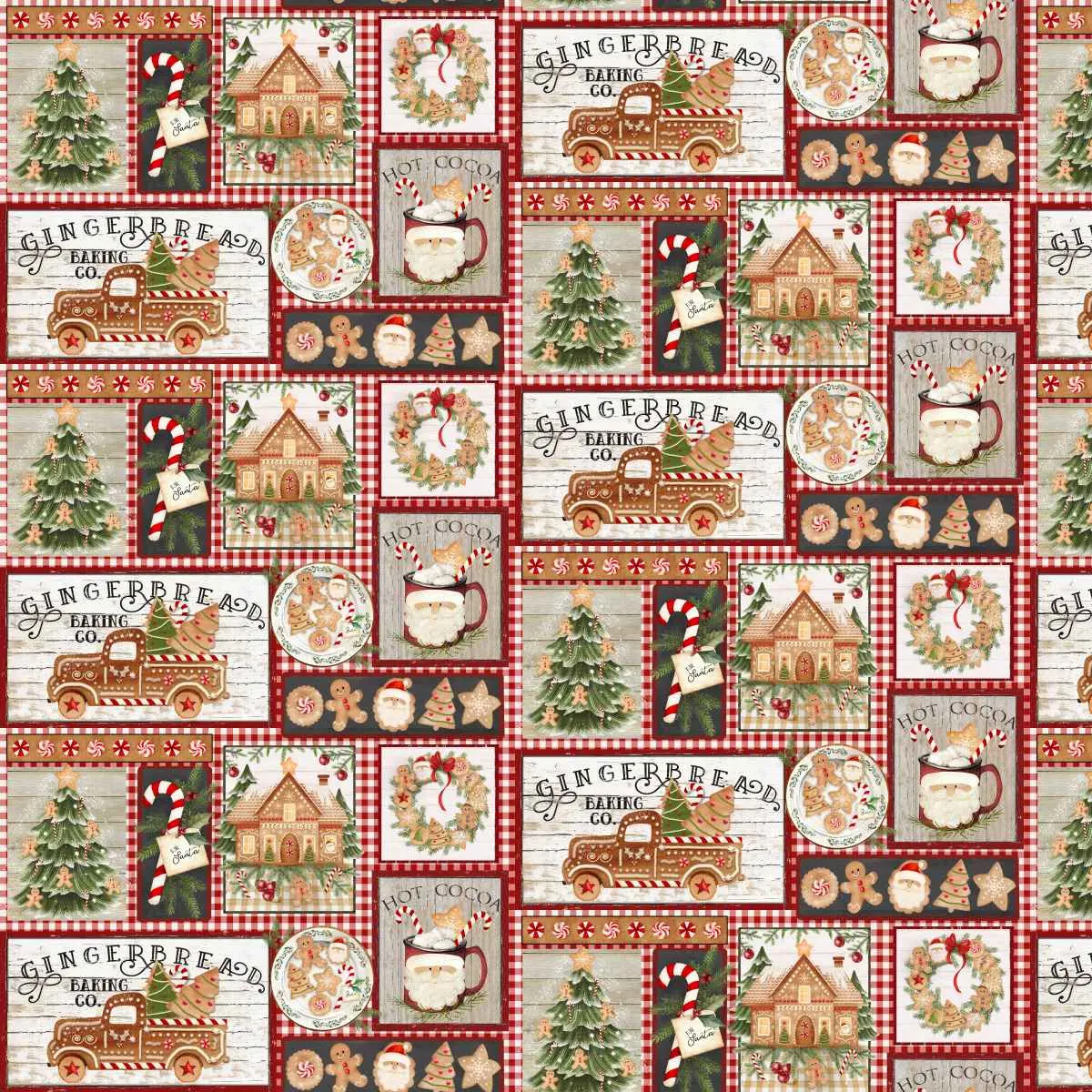 Fabric 3 Wishes Multicolor Gingerbread Patch Very Merry Gingerbread by the Quarter Yard 24610-MLT