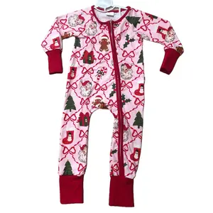 Baby Girl Christmas Romper Santa Claus Zip Romper Santa Claus Baby Onesie